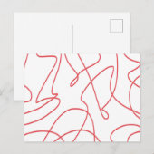 線コンテンポラリーのアート赤と白: ポストカード (正面/裏面)