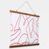 線コンテンポラリーのアート赤と白: 吊り下げ型タペストリー (傾斜あり)