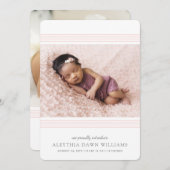 線スタイリッシュエレガント| 2フォト赤面誕生 案内状 (正面/裏面)