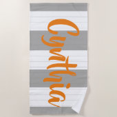 線ストライプ名ビーチタオル ビーチタオル (正面)