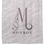 線パタモダンーン背景Large Monogram M シャワーカーテン (正面)