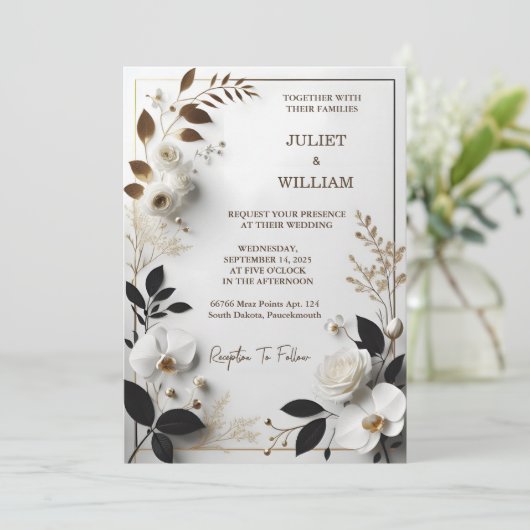 線フォーマルシンプル結婚クラシックエレガント空白の 招待状 (スタンド正面)