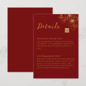 線フローラさくらんぼ中国の結婚の詳細 エンクロージャーカード (正面/裏面)