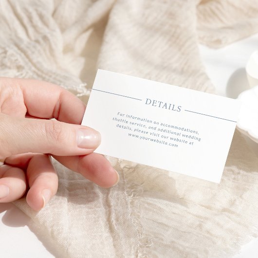 線モダンほこりっぽい青と白の結婚詳細 エンクロージャーカード