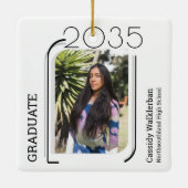 線モダン写真の卒業 セラミックオーナメント (裏面)