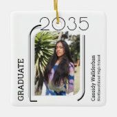 線モダン写真の卒業 セラミックオーナメント (正面)