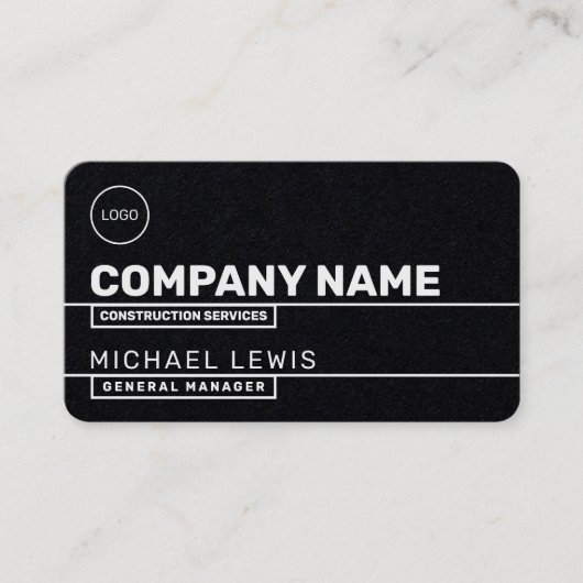 線モダン区黒名刺 名刺 (正面)