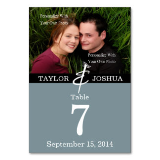 線モダン石板ブルーフォトテーブルカード テーブルナンバー