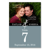 線モダン石板ブルーフォトテーブルカード テーブルナンバー (裏面)