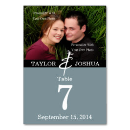 線モダン石板ブルーフォトテーブルカード テーブルナンバー