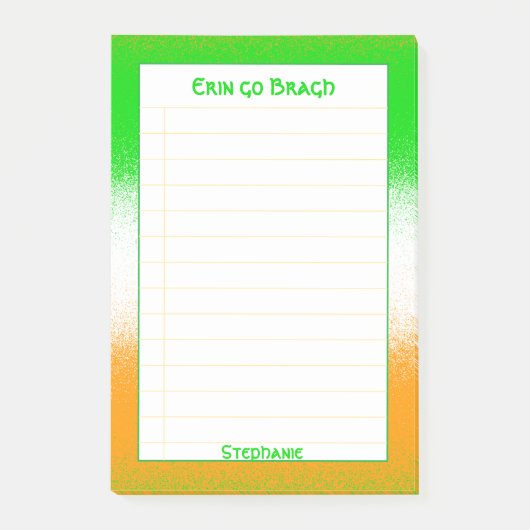 線付き |セントパトリックの日の金ゴールド/緑/白ストライプ ポストイット (正面)