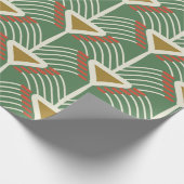 線分とジオメトリshaを含む緑のシームレスなパターン ラッピングペーパー (角)