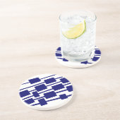 線分と長方形 – 深いネイビーの白 コースター (側面)