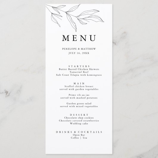 線分スケッチスケッチ葉リーフメニュー メニュー (正面)