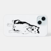 線形の座った形状 iPhone 15ケース (裏面横)