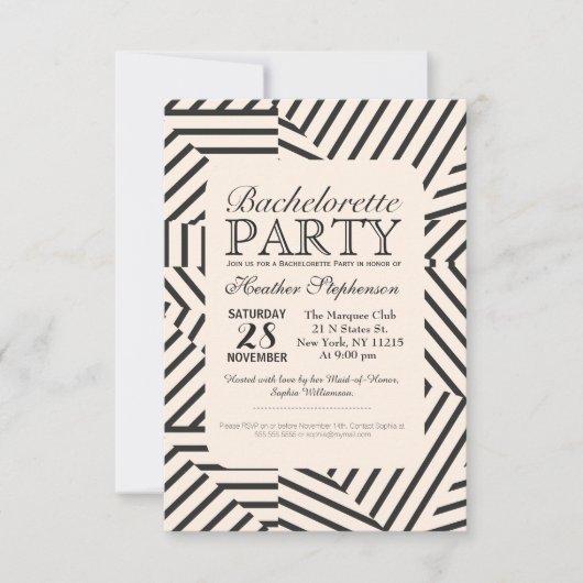 線形ジミニマルオメトストライプリックパターン 招待状 (正面)