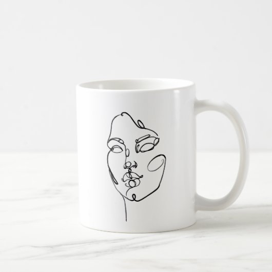 線形思考 – 顔 コーヒーマグカップ (右)