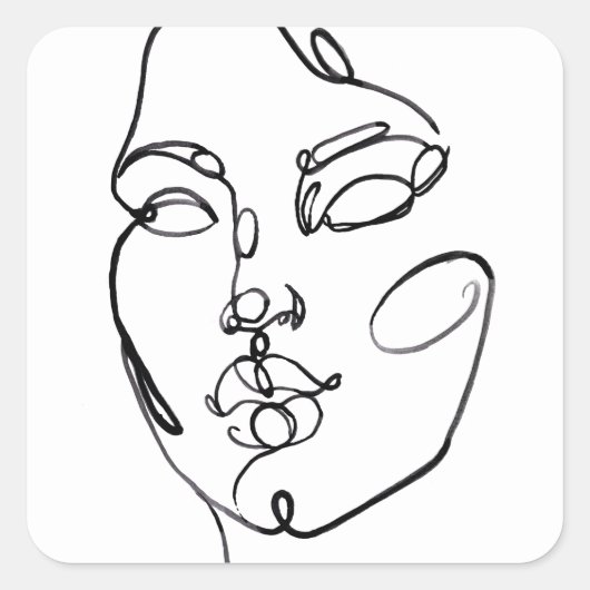 線形思考 – 顔 スクエアシール (正面)