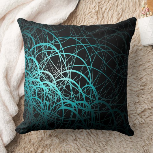 線形波の青装飾用クッション クッション (ブランケット)