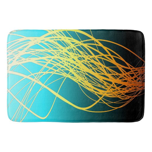 線形流れの青い金のバス・マット バスマット (正面)