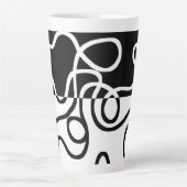 線形説得I:抽象芸術ブラック&ホワイト カフェラテマグ (正面)