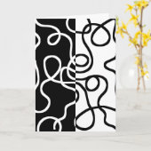 線形説得I:抽象芸術ブラック&ホワイト カード (黄色い花)