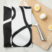 線形説得I:抽象芸術ブラック&ホワイト キッチンタオル (四つ折り)