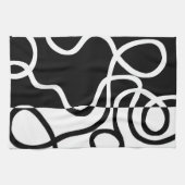 線形説得I:抽象芸術ブラック&ホワイト キッチンタオル (横)