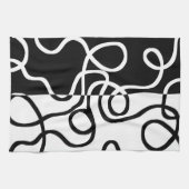 線形説得I:抽象芸術ブラック&ホワイト キッチンタオル (横)