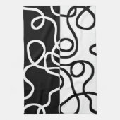 線形説得I:抽象芸術ブラック&ホワイト キッチンタオル (縦)