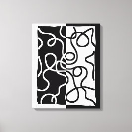 線形説得I:抽象芸術ブラック&ホワイト キャンバスプリント