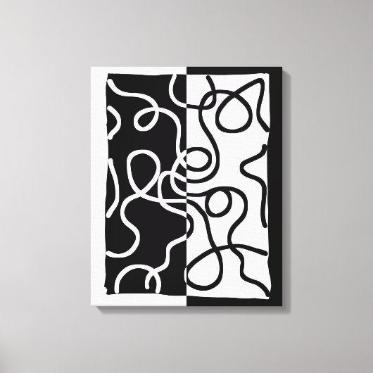 線形説得I:抽象芸術ブラック&ホワイト キャンバスプリント (正面)