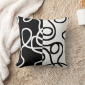 線形説得I:抽象芸術ブラック&ホワイト クッション (ブランケット)