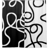線形説得I:抽象芸術ブラック&ホワイト シャワーカーテン (正面)