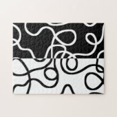 線形説得I:抽象芸術ブラック&ホワイト ジグソーパズル (横)