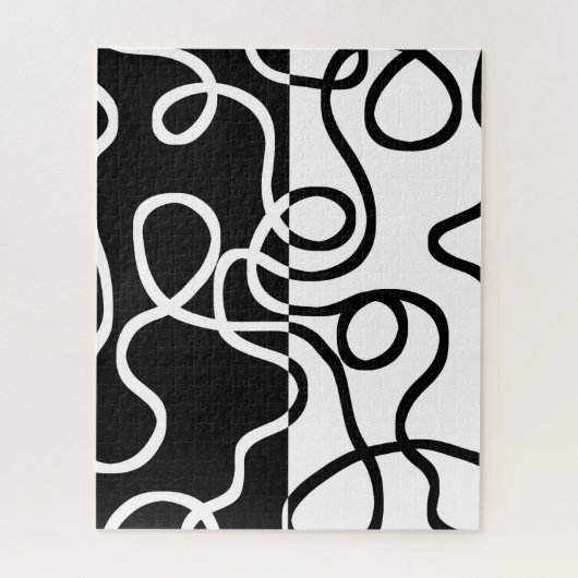 線形説得I:抽象芸術ブラック&ホワイト ジグソーパズル (縦)