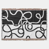 線形説得I:抽象芸術ブラック&ホワイト スローブランケット (正面)