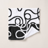 線形説得I:抽象芸術ブラック&ホワイト バスタオルセット (ウォッシュタオル)