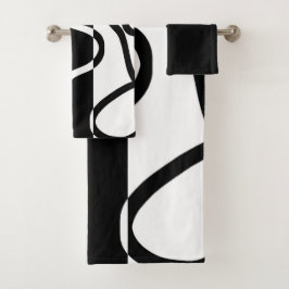 線形説得I:抽象芸術ブラック&ホワイト バスタオルセット