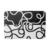 線形説得I:抽象芸術ブラック&ホワイト バスマット (正面)