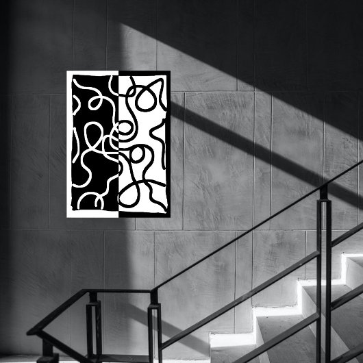 線形説得I:抽象芸術ブラック&ホワイト ポスター