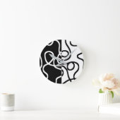 線形説得I:抽象芸術ブラック&ホワイト ラウンド壁時計 (ホーム)