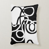 線形説得II:抽象芸術ブラック&ホワイト アクセントクッション (正面(垂直))