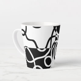 線形説得II:抽象芸術ブラック&ホワイト カフェラテマグ