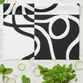 線形説得II:抽象芸術ブラック&ホワイト キッチンタオル (折り畳み)