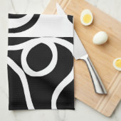 線形説得II:抽象芸術ブラック&ホワイト キッチンタオル (四つ折り)