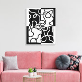 線形説得II:抽象芸術ブラック&ホワイト キャンバスプリント (インサイチュ (リビング))
