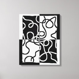 線形説得II:抽象芸術ブラック&ホワイト キャンバスプリント