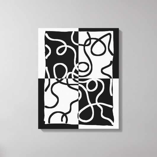 線形説得II:抽象芸術ブラック&ホワイト キャンバスプリント (正面)