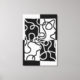 線形説得II:抽象芸術ブラック&ホワイト キャンバスプリント
